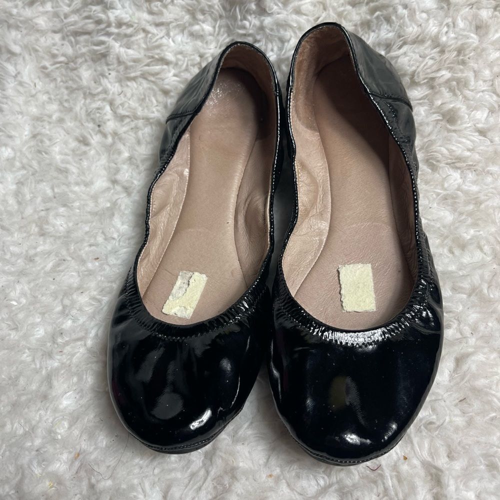 Vince Camuto leather Black Patent slip on flats size 9.5B